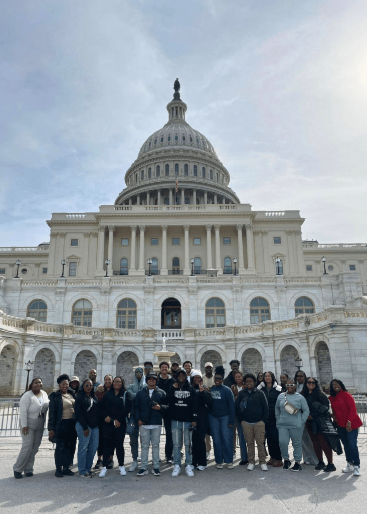 students in front of capitol building